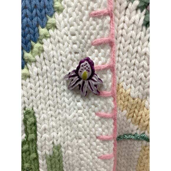 VTG Handknits By Storybook Knits Cardigan Women’s SZ 2X Flowers Beads Multicolor - Picture 6 of 7